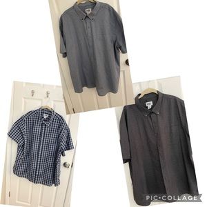 3 mens DXL short sleeve button up collared shirts